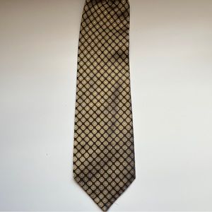 Vintage Bill Blass Gold Black Medallion Geometric Silk Tie art deco pop art